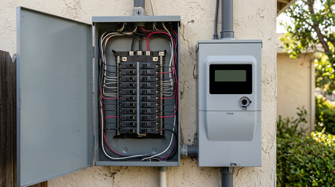 Electrician autorizat cu echipament complet de protecție lucrând corect la o instalație solară